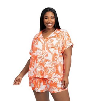 Plus Size Lilac+London 2 pc Pajama Top & Pajama Shorts Set