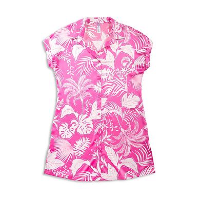Plus Size Lilac+London Print Button Front Sleepshirt