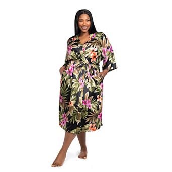 Plus Size Lilac+London Print Midi Robe