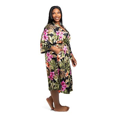 Plus Size Lilac+London Print Midi Robe