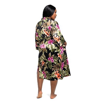 Plus Size Lilac+London Print Midi Robe