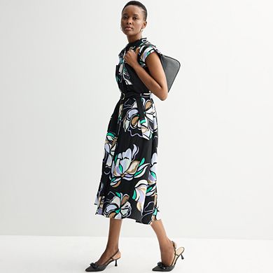 Petite Nine West Cap Sleeve Shirt Dress