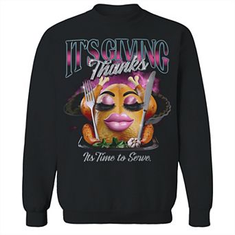 Men's COLAB89 Its Giving Thanks Thanksgiving Graphic Sweatshirt