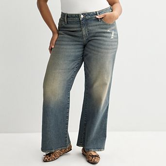 Juniors' Plus Size SO® Low-Rise Wide Leg Baggy Jeans