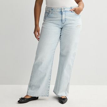 Juniors' Plus Size SO® Low-Rise Wide Leg Baggy Jeans