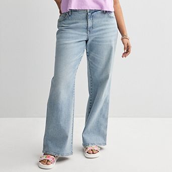 Juniors' Plus Size SO® Low-Rise Wide Leg Baggy Jeans