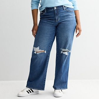 Juniors' Plus Size SO® Low-Rise Wide Leg Baggy Jeans