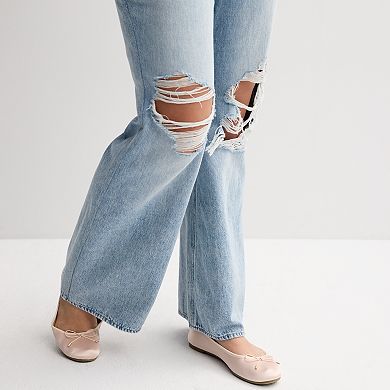 Juniors' SO® Mid-Rise Curvy Slouchy Flare Jeans
