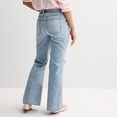 Juniors' SO® Mid-Rise Curvy Slouchy Flare Jeans