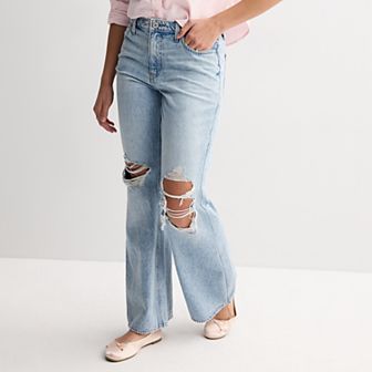 Juniors' SO® Mid-Rise Curvy Slouchy Flare Jeans