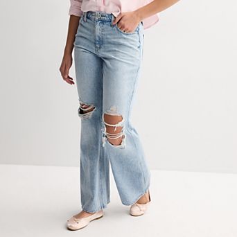 Juniors' SO® Curvy Mid Rise Baggy Flare Jeans
