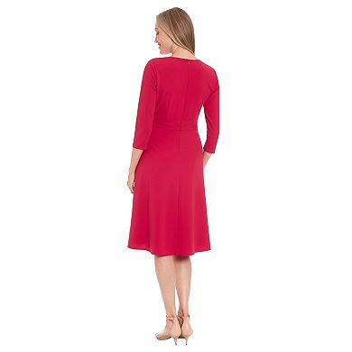 Women's London Times V-Neck Tuck Fit & Flare Dress