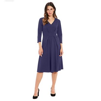 Women's London Times V-Neck Tuck Fit & Flare Dress