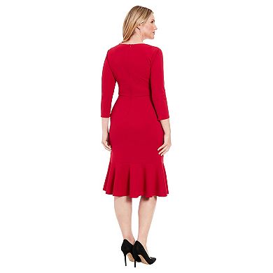 Women's London Times V-Neck Side Twist Midi Dress
