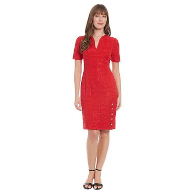 Women's London Times V-Neck Short Sleeve Sheath Dress