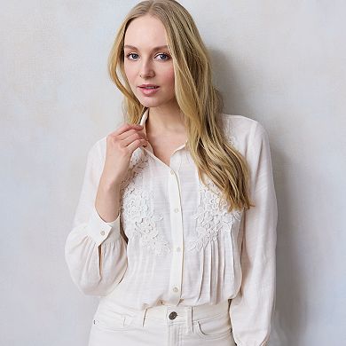 Women's LC Lauren Conrad Lace Pintuck Blouse