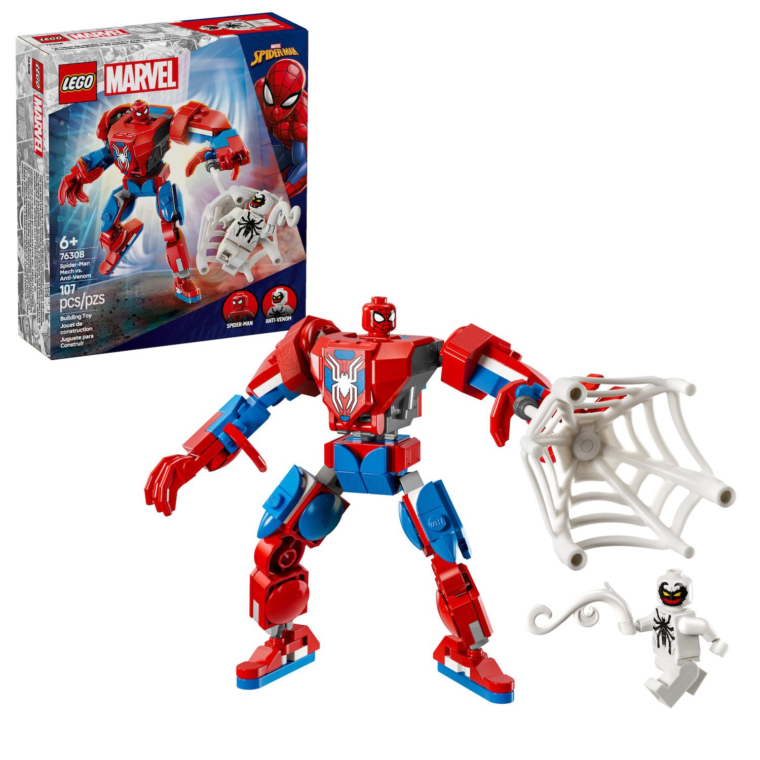 Детские конструкторы LEGO Marvel Spider-Man Mech vs. Anti-Venom Building Toy Set 76308