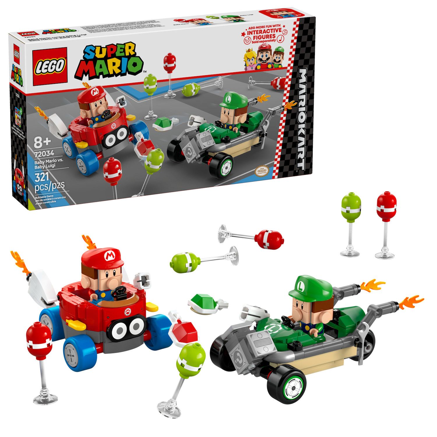Детский конструктор LEGO Super Mario: Mario Kart Baby Mario vs. Baby Luigi Building Toy 72034 — фото 1