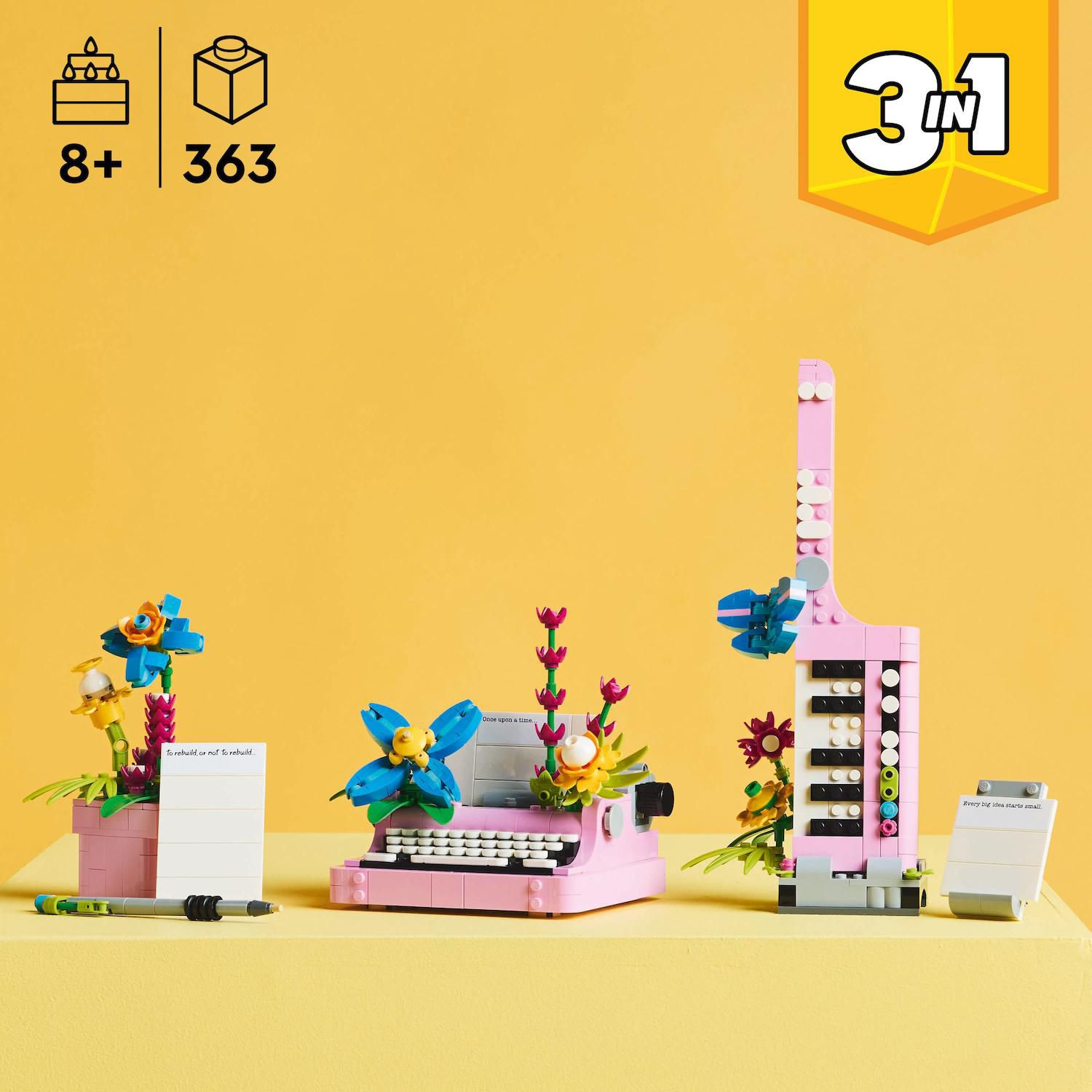 Детский конструктор LEGO Creator 3-in-1 Typewriter with Flowers Building Toy 31169 — фото 2