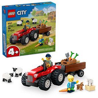 LEGO City Red Farm Tractor with Trailer & Sheep Building Toy 60461