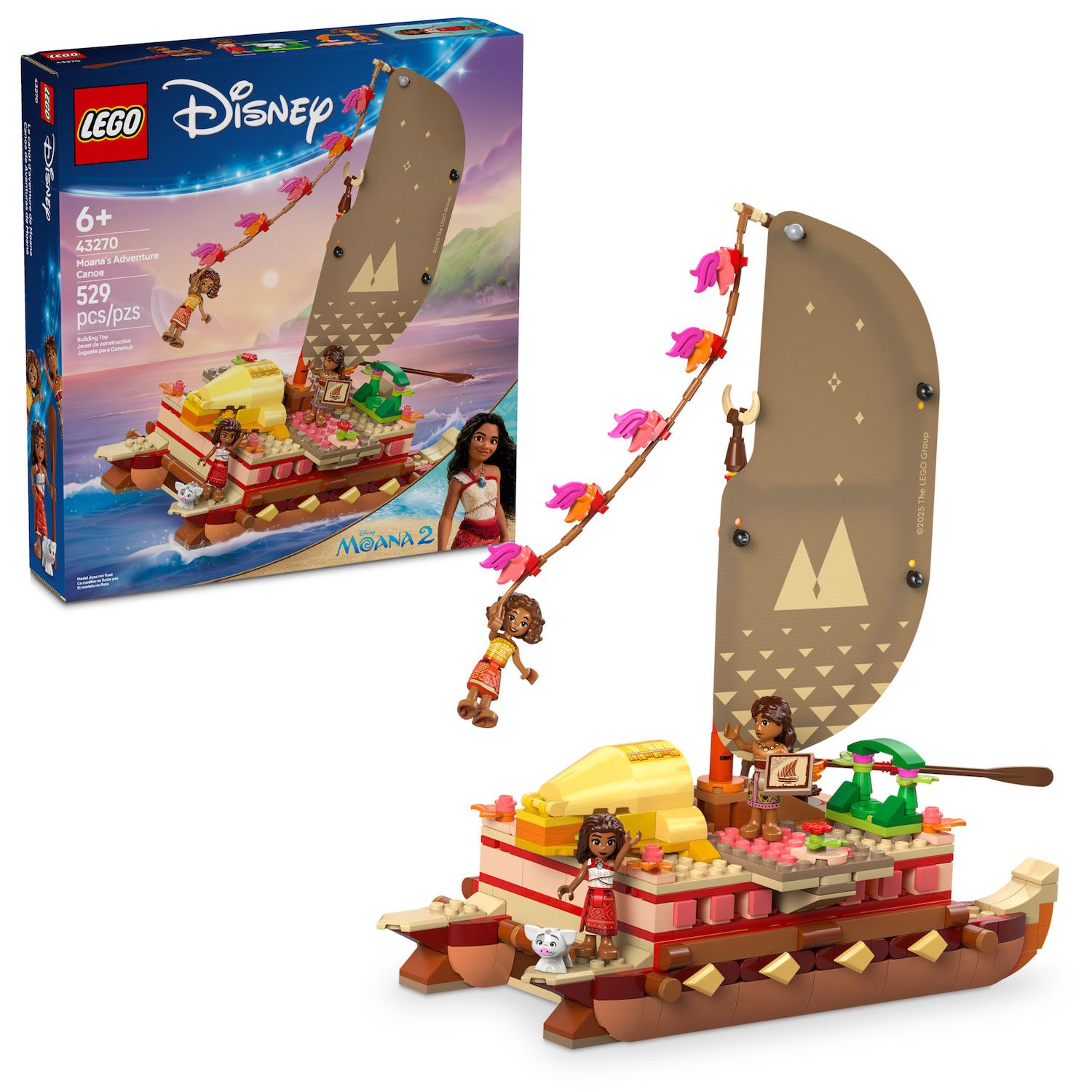 Детский конструктор Disney's Moana 2 Moana’s Adventure Canoe Fantasy Toy Boat Building Set 43270 by Lego