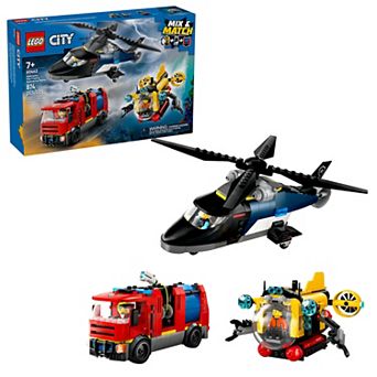LEGO City Helicopter, Fire Truck & Submarine Remix Building Toy 60462