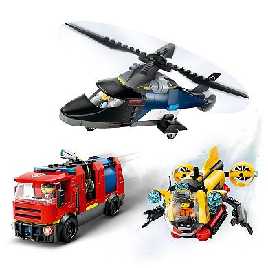 LEGO City Helicopter, Fire Truck & Submarine Remix Building Toy 60462