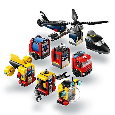 LEGO City Helicopter, Fire Truck & Submarine Remix Building Toy 60462