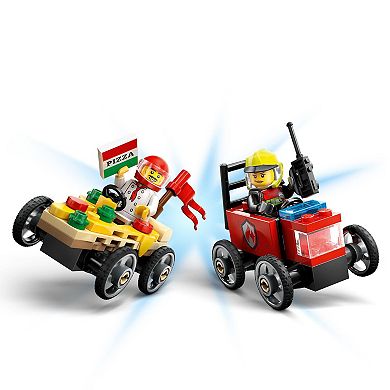 LEGO City Pizza vs. Fire Truck Race Car Pack Building Toy 60458