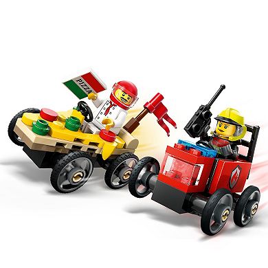 LEGO City Pizza vs. Fire Truck Race Car Pack Building Toy 60458