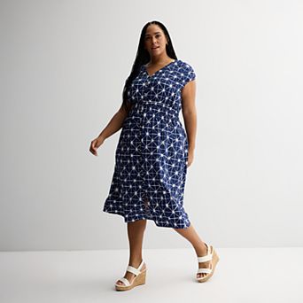 Plus Size Sonoma Goods For Life® Smocked Button-Through Midi Dress