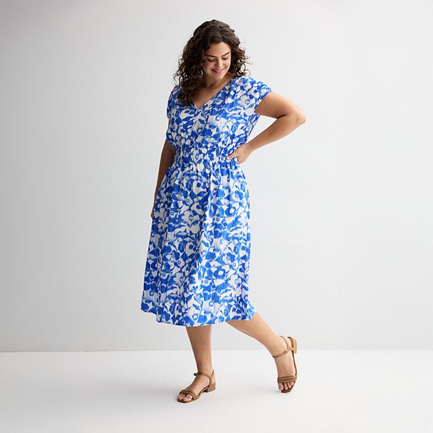 Plus Size Sonoma Goods For Life Smocked Button-Through Midi Dress