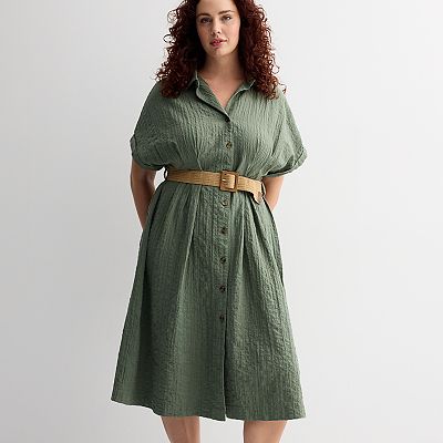Plus Size Sonoma Goods For Life Belted Dolman Sleeve Midi Dress