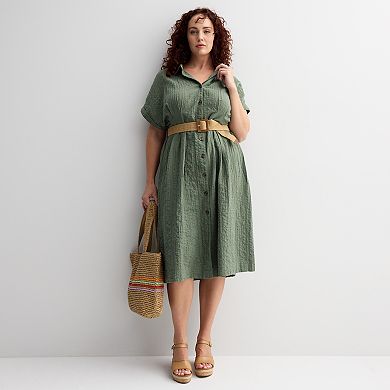 Plus Size Sonoma Goods For Life® Belted Dolman Sleeve Midi Dress