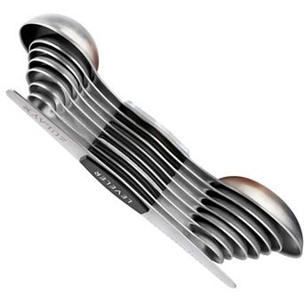 Zulay Kitchen Stainless Steel Stackable Magnetic Spoon Measuring Set with Leveler