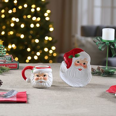 Mr Christmas 4-Piece Santa Claus Mugs & Plates Set