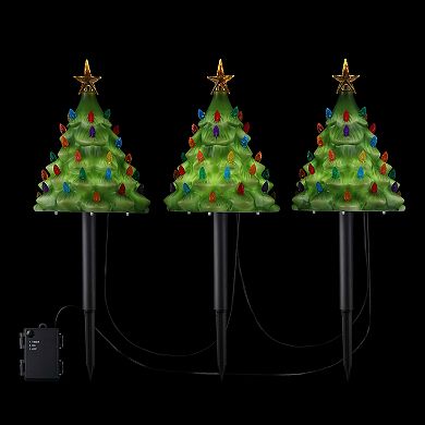 Mr Christmas 9-in. Pre-Lit Blow Mold Pathway Trees 3-piece Set