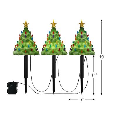 Mr Christmas 9-in. Pre-Lit Blow Mold Pathway Trees 3-piece Set