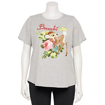 Disney's Bambi Butterfly Floral Scene Plus Size Graphic Tee