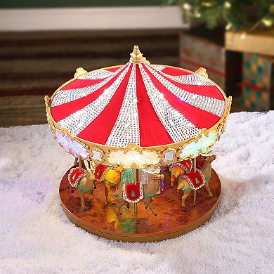 Mr Christmas LED Animated Crystal Very Merry Carousel Table Decor