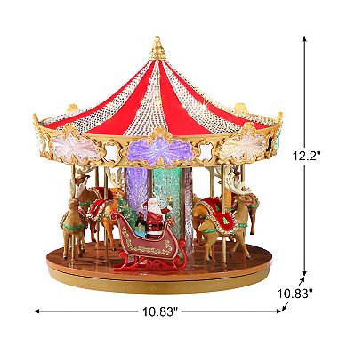 Mr Christmas LED Animated Crystal Very Merry Carousel Table Decor