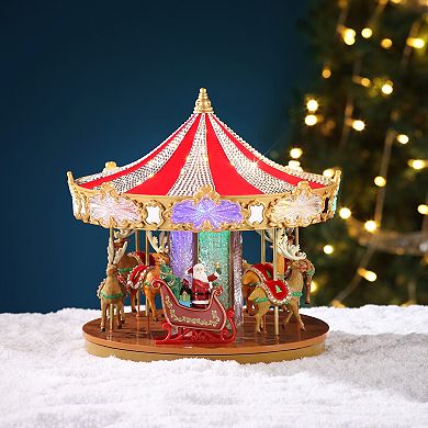 Mr Christmas LED Animated Crystal Very Merry Carousel Table Decor