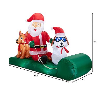 Mr Christmas 8 ft. Santa's Dog Sled Lit Inflatable Outdoor Decor