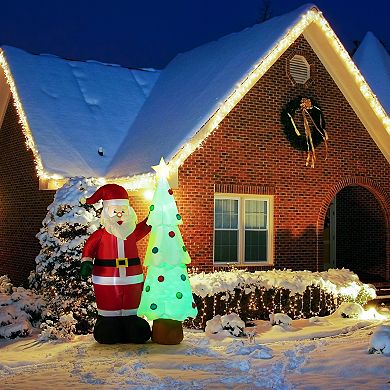 Mr Christmas 7 ft. Santa & Tree Lit Inflatable Outdoor Decor