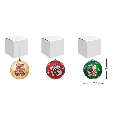 Mr Christmas 6 in. Set of 3 Shatterproof Ball Ornaments