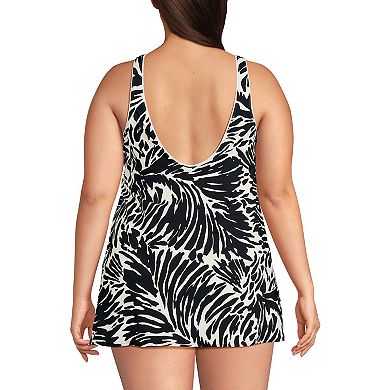 Plus Size Lands' End Scoopneck Swim Dress One-Piece Swimsuit