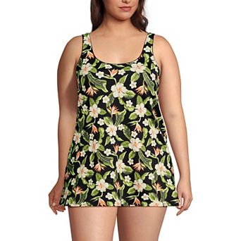 Plus Size Lands' End Scoopneck Swim Dress One-Piece Swimsuit