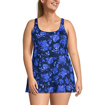 Plus Size Lands' End Scoopneck Swim Dress One-Piece Swimsuit