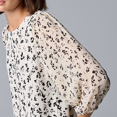 Women's Simply Vera Vera Wang Mixed Media 3/4 Sleeve Top