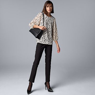 Women's Simply Vera Vera Wang Mixed Media 3/4 Sleeve Top